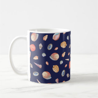 Seashell Elegance: Summer Blue Pattern. Coffee Mug