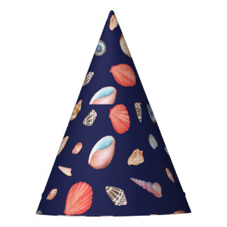 Seashell Elegance: Summer Blue Pattern. Party Hat