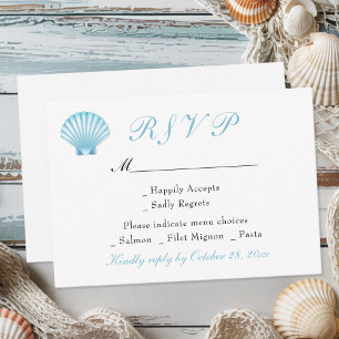 Seashell Elegant Nautical Beach Coastal Wedding RSVP Card
