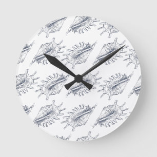 Seashell elegant seamless pattern throw pillow round clock