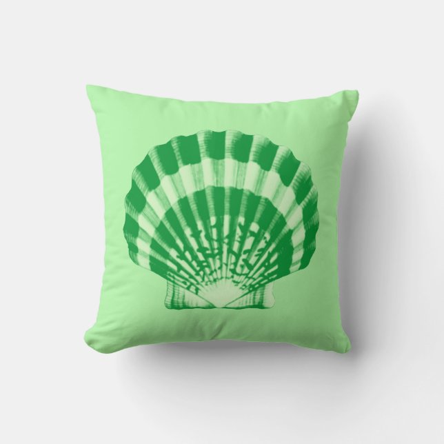 Seashell - emerald and mint green throw pillow (Front)