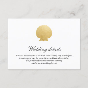 Seashell Faux Gold Foil Ocean Wedding Details Invitation