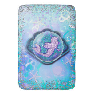 Seashell Fit for a Mermaid Glitter Girls Magical Bath Mat