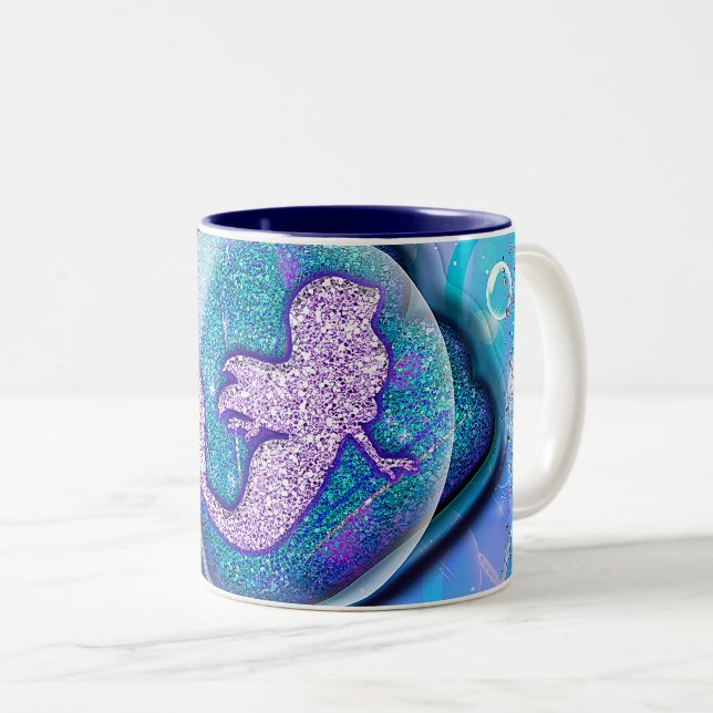Seashell Fit for a Mermaid Glitter Girls Magical Two-Tone Coffee Mug (Front Right)