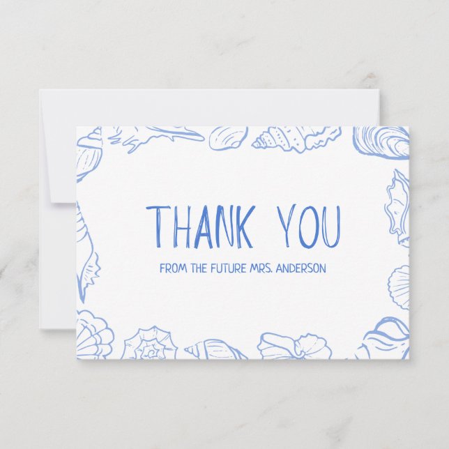 Seashell Frame Hand Drawn  Thank You Card (Front)