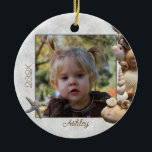 Seashell Frame Photo Ornament<br><div class="desc">Seashell photo frame ornament.  Add a kids or baby's picture along with name and year to this round,  double-sided ornament.  Makes a nice,  personalized photo gift.</div>