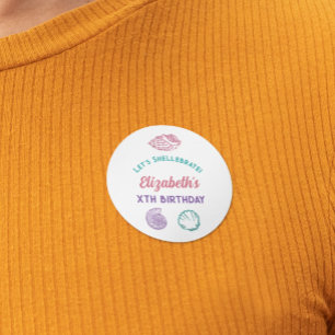 Seashell Girls Birthday Classic Round Sticker