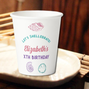 Seashell Girls Birthday Paper Cups