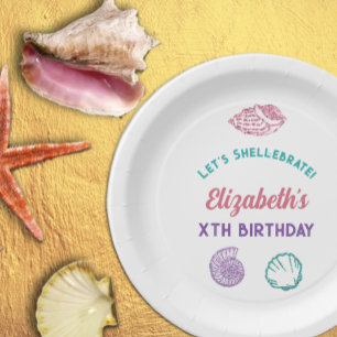 Seashell Girls Birthday Paper Plate