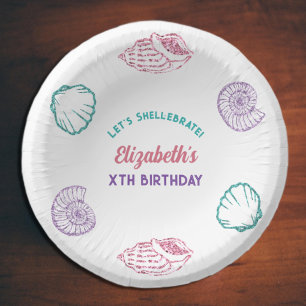 Seashell Girls Birthday Paper Plate