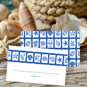 Seashell Grid Beach Wedding CUSTOM Place Card
