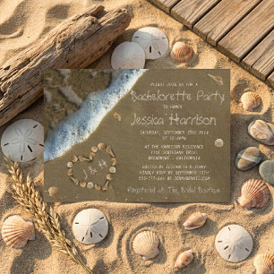 Seashell Heart Beach Bachelorette Party Invitation