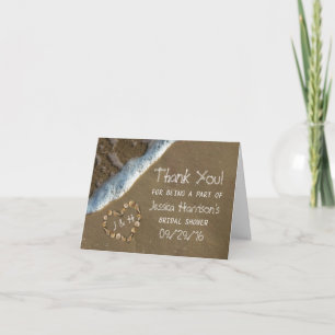 Seashell Heart Beach Bridal Shower Thank You Card