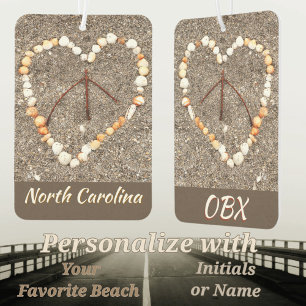 Seashell Heart Peace Sign OBX Beach NC Air Freshener
