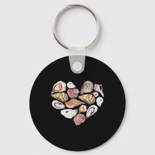 Seashell Heart Summer Vibes Beach Cruise Vacation Keychain