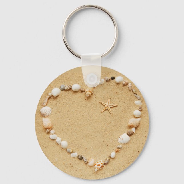 Seashell Heart with Starfish Keychain (Front)