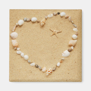 Seashell Heart with Starfish Magnet