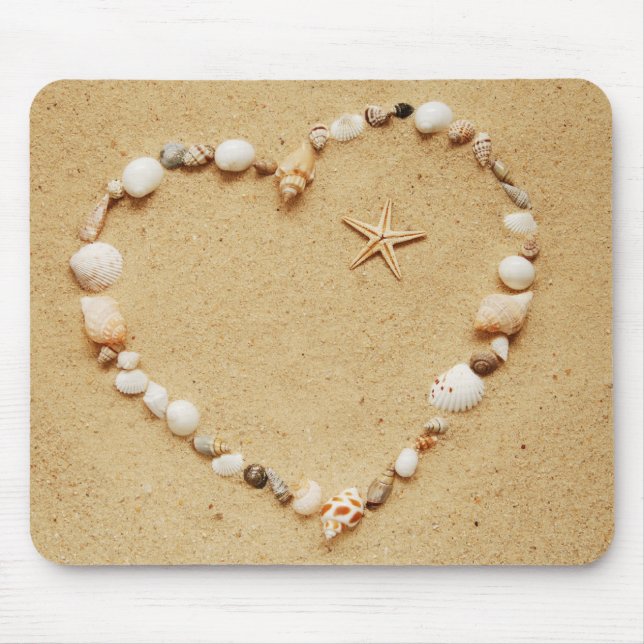 Seashell Heart with Starfish Mouse Pad (Front)