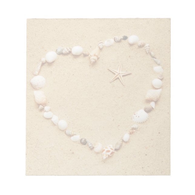 Seashell Heart with Starfish Notepad (Front)