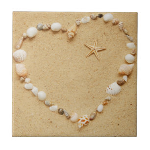 Seashell Heart with Starfish Tile