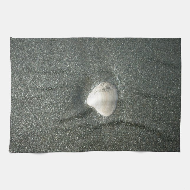 Seashell in the Sand: A Salty Souvenir Kitchen Towel (Horizontal)