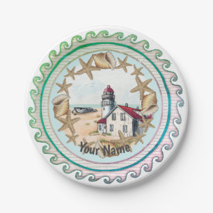 Seashell Lighthouse  paper plate