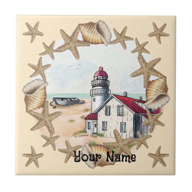 Seashell Lighthouse  Tile (Front)