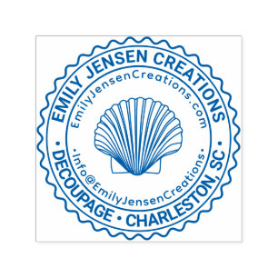Seashell Logo Business Name Location URL Email #S Self-inking Stamp