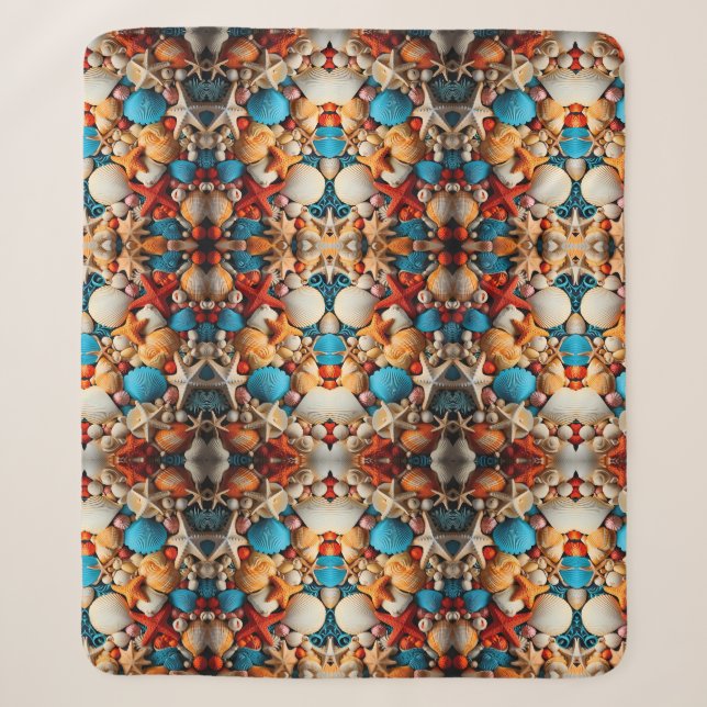 Seashell Mosaic Sherpa Throw (Front)