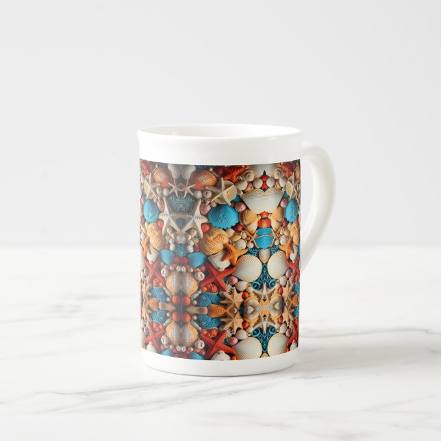 Seashell Mosaic Sherpa Throw Bone China Mug (Front Right)