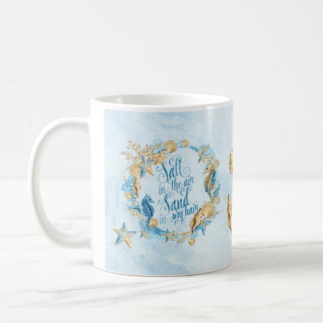 Seashell mug beach theme blue  (Left)