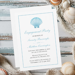 Seashell Nautical Beach Wedding Engagement Party Invitation