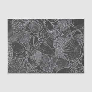 Seashell Ocean Beach Black And White Sketch Art Tissue Paper