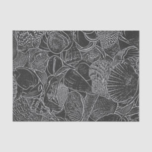 Seashell Ocean Beach Black And White Sketch Art Tissue Paper