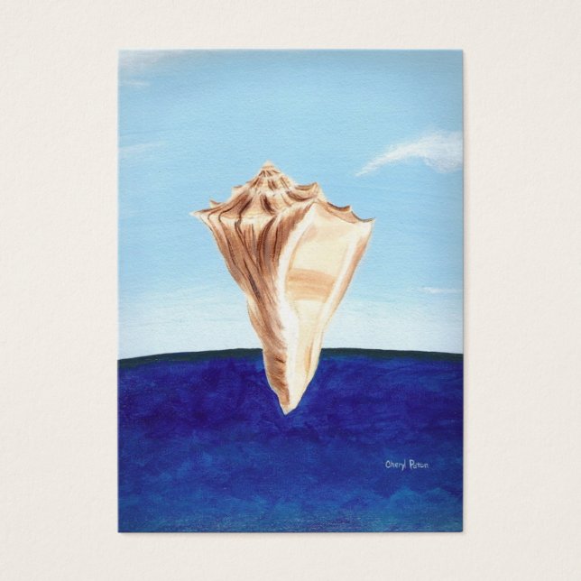 Seashell Ocean Blue Artist Trading Card (Front)