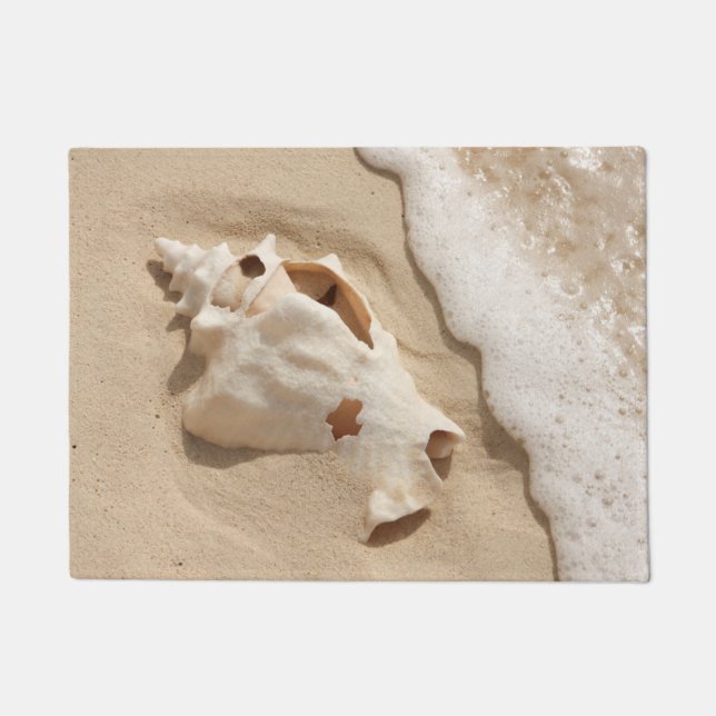Seashell On Beach | Grand Turk Caribbean Island Doormat (Front)