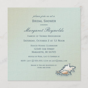 Seashell on the Beach Illustration Bridal Shower Invitation