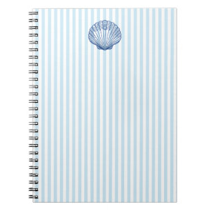 Seashell Painting Nautical Blue Stripe Preppy Notebook