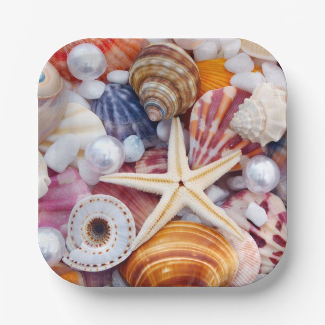 Seashell party paper plates (Front)