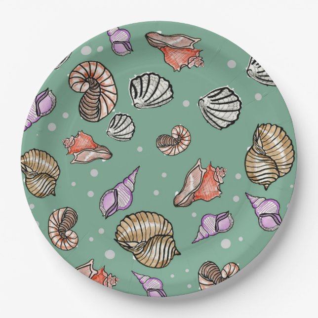 Seashell Pattern Paper Plate (Front)