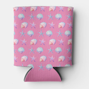 Seashell Pattern Pink Can Cooler
