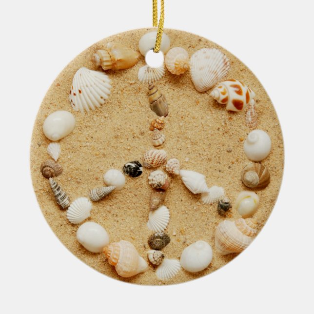Seashell Peace Sign Ornament (Front)