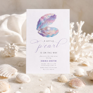 Seashell Pearl Little Pearl Baby Shower Invitation