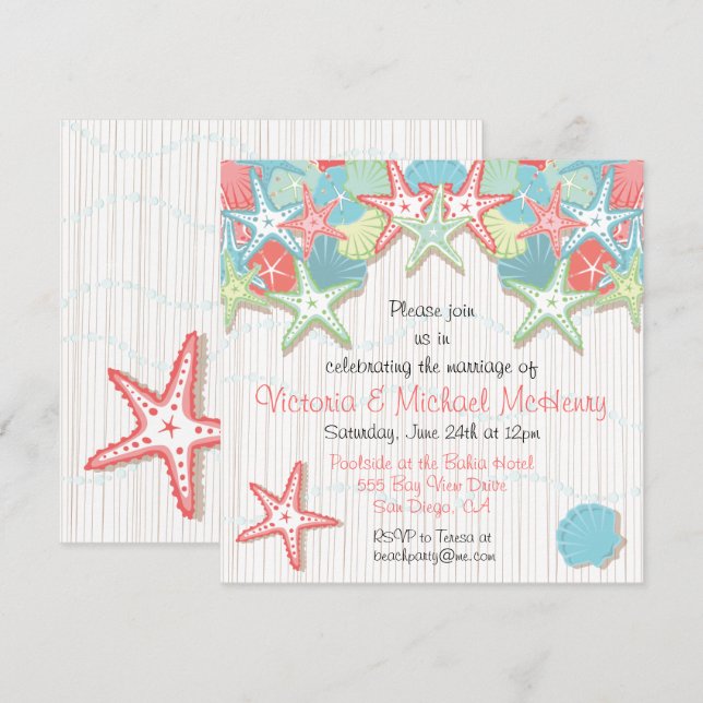 Seashell Post Mariage Réception Invitations (Devant / Derrière)