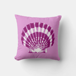 Seashell - purple and violet throw pillow