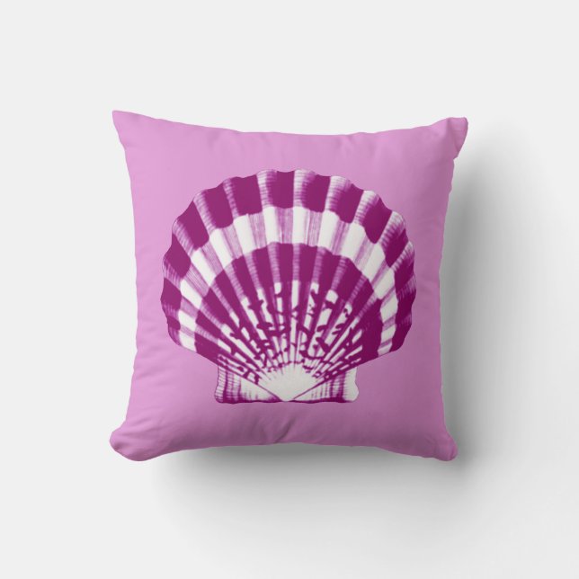 Seashell - purple and violet throw pillow (Front)