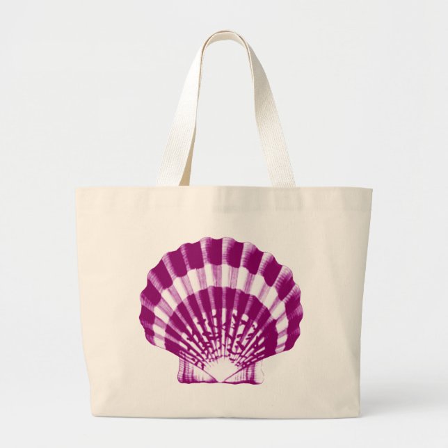 Seashell - purple and white large tote bag (Front)