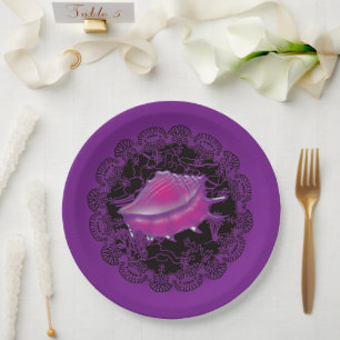 Seashell Purple Paper Plate