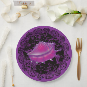 Seashell Purple Paper Plate