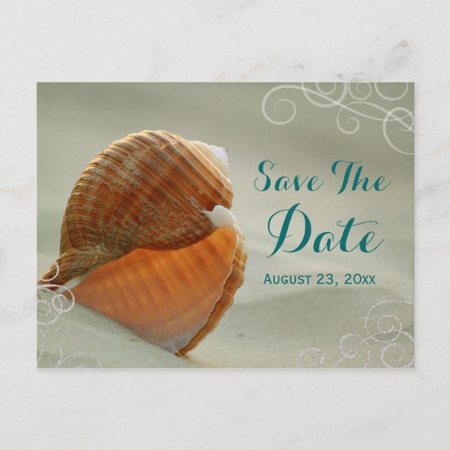 Seashell Save the Date Wedding Post Card (Front)